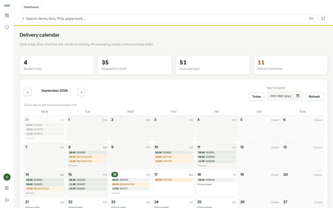 New UI — Delivery calendar