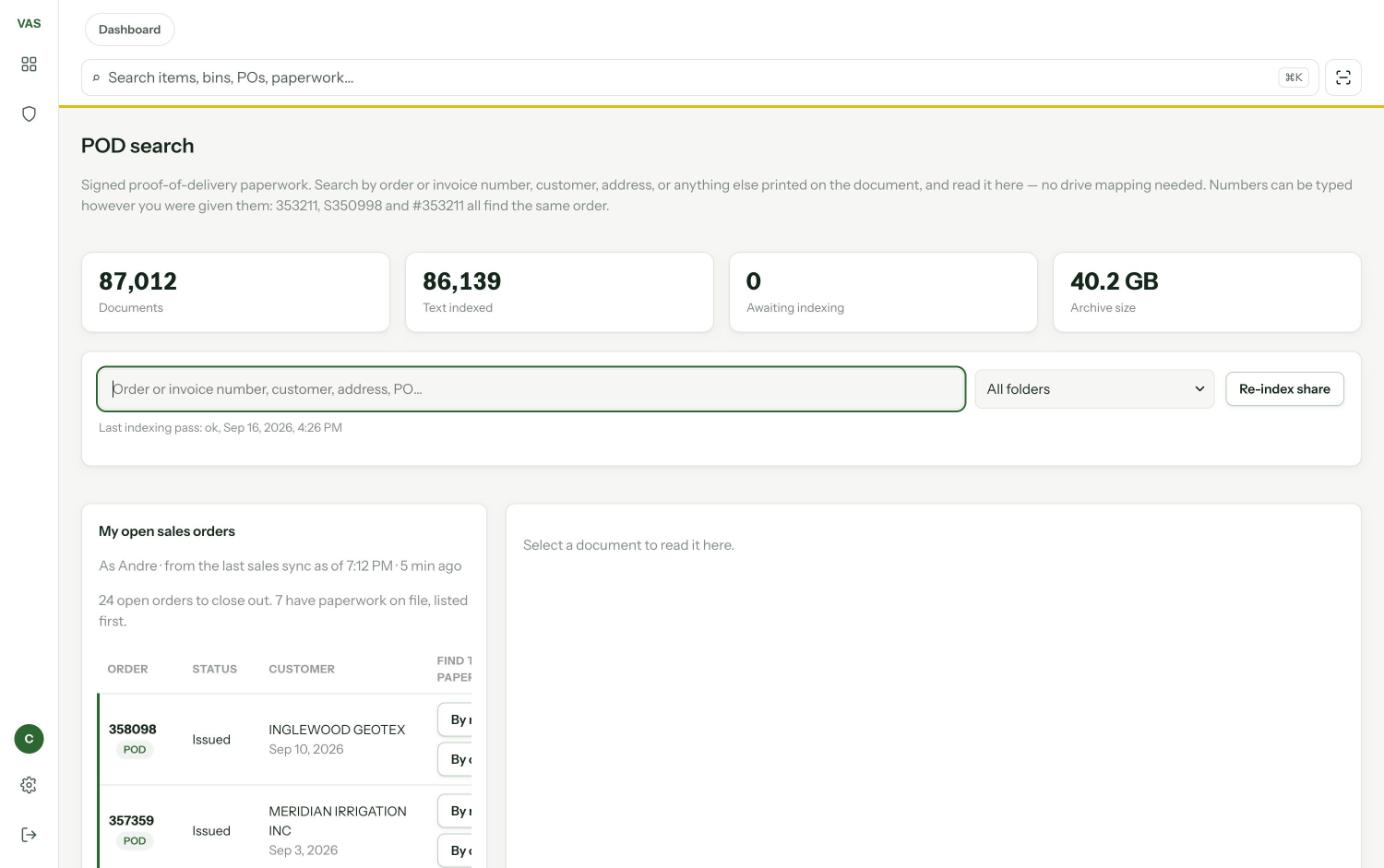 New UI — POD search — 87k documents, OCR-indexed