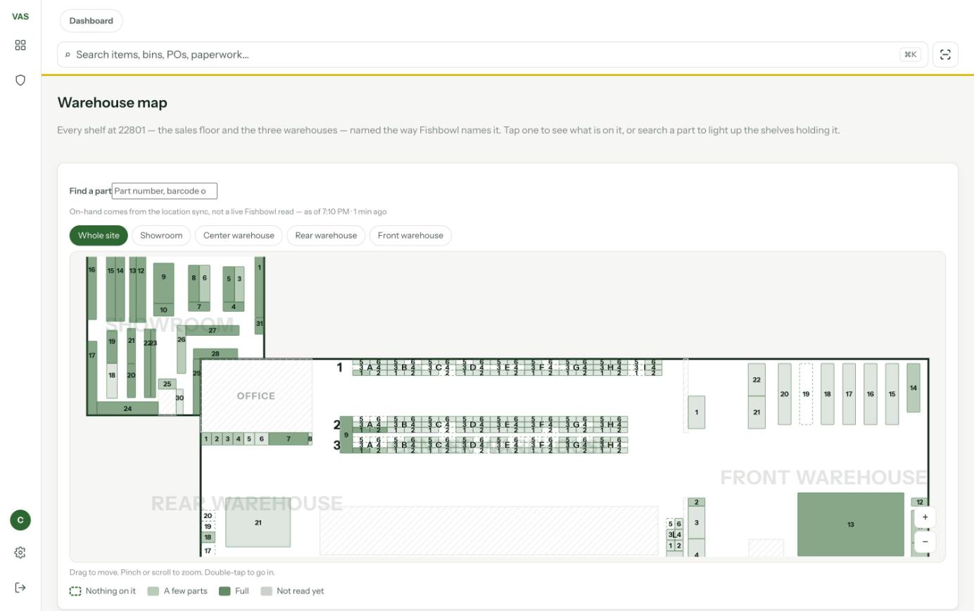 New UI — Warehouse map